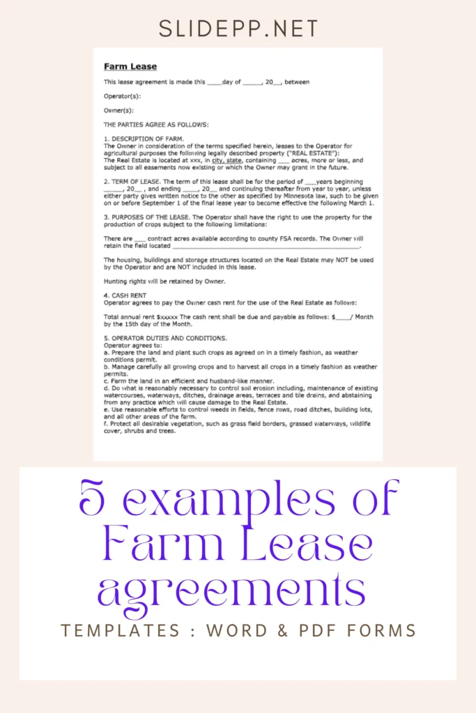 5 examples of farm lease agreement templates word & pdf forms