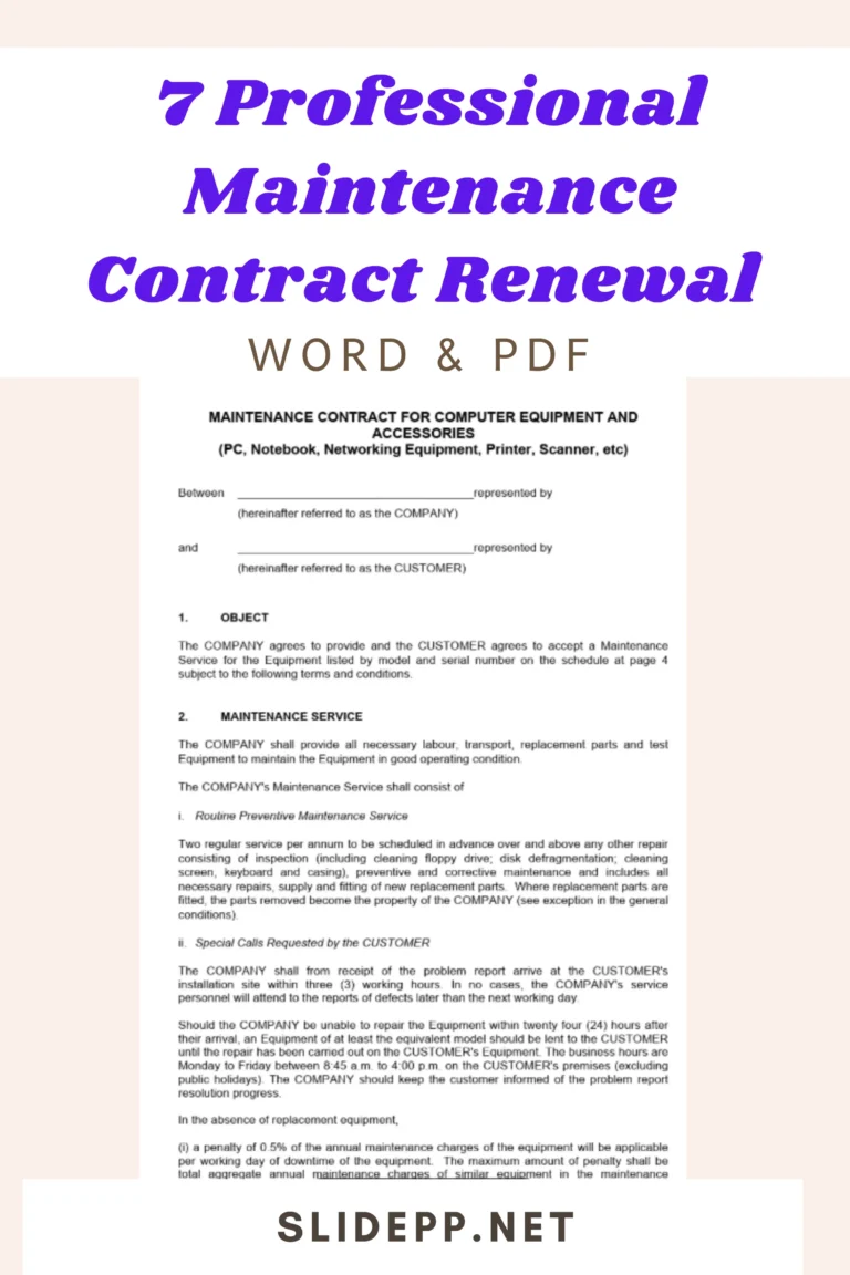 7 Professional Maintenance Contract Renewal Letter Samples (DOC) Professional maintenance contract renewal letter template in Word format displayed on a laptop screen.