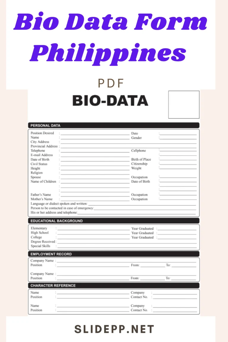 Bio Data Form Philippines (PDF) Download Bio data form template for job applications in the Philippines