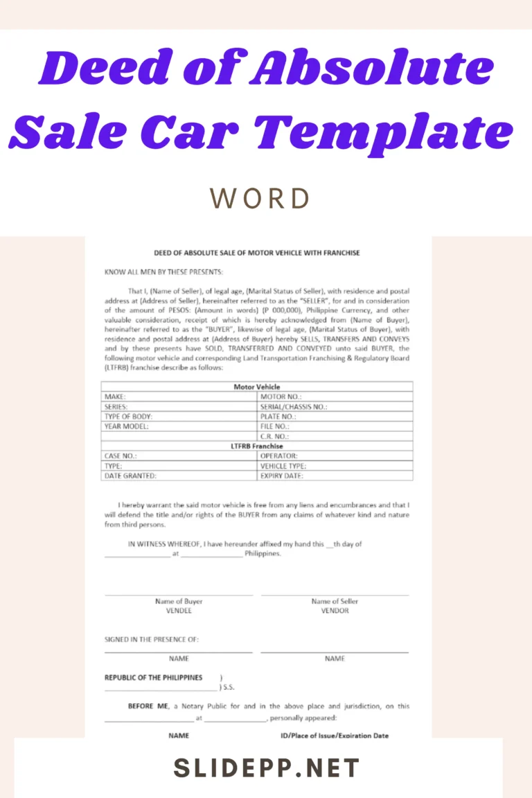 Deed of Absolute Sale (Car/Motor Vehicle) Sample Word Document (Free Template) Sample Deed of Absolute Sale for a car in Word format on a laptop screen.