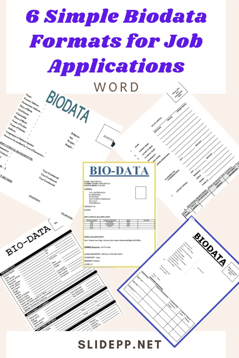6 Simple Biodata Formats for Job Applications - Word Tabular biodata format for job applications